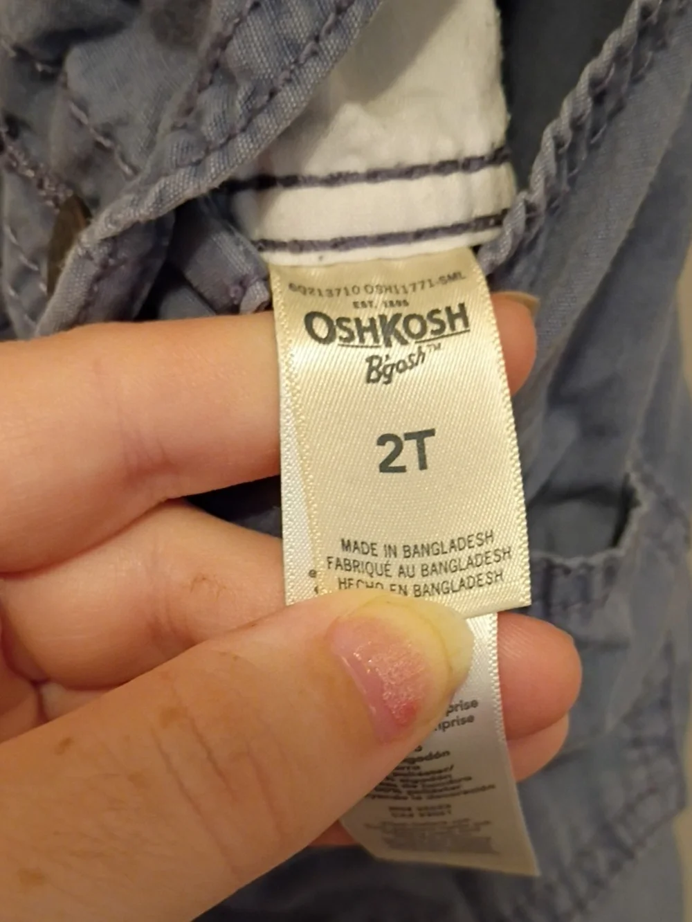OshKosh B'gosh Light Blue Striped-Strap Overalls